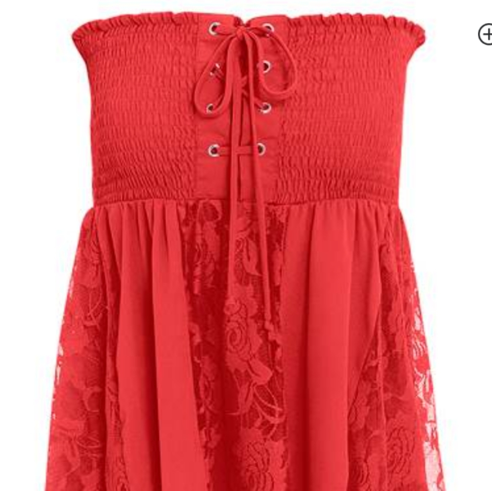 Red Lace Smocked TubeTop
